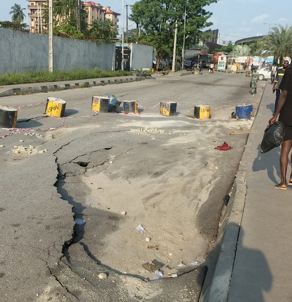 Sudden sinking of portion of Marine Road sparks fear of imminent disaster